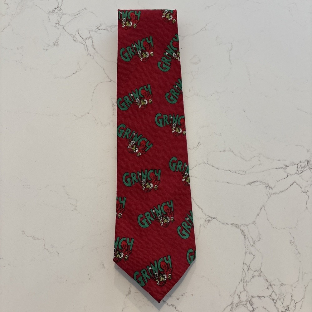 HOW THE GRINCH STOLE CHRISTMAS MENS CHRISTMAS TIE RED